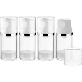 4 Pcs 150ml/5oz Airless Pump Jar Refillable Vacuum Pump Dispenser Bottles Travel Cosmetic Containers for Lotion Essence Shampoo Toiletries