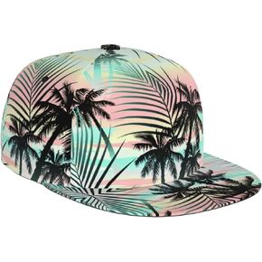 Hawaiian Palm Tree Hats Women Men Tropical Flower Adjustable Snapback Hats Baseball Caps