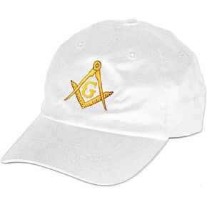 Gold Square & Compass Embroidered Masonic Brushed Twill Unstructured Hat