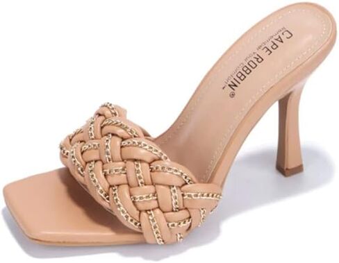 Cape Robbin Tilio Sexy Stiletto High Heels for Women, Square Open Toe Shoes Heels in Saudi Arabia