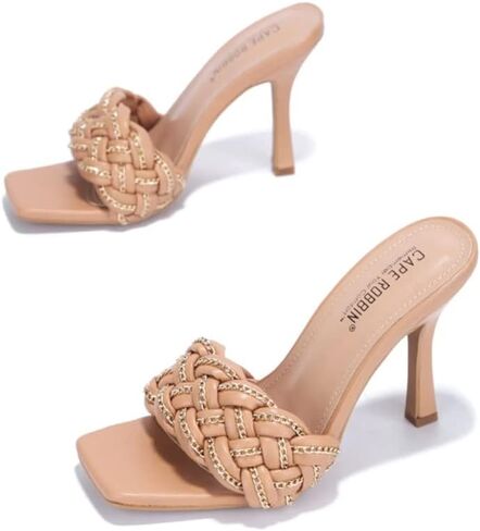 Cape Robbin Tilio Sexy Stiletto High Heels for Women, Square Open Toe Shoes Heels in Saudi Arabia