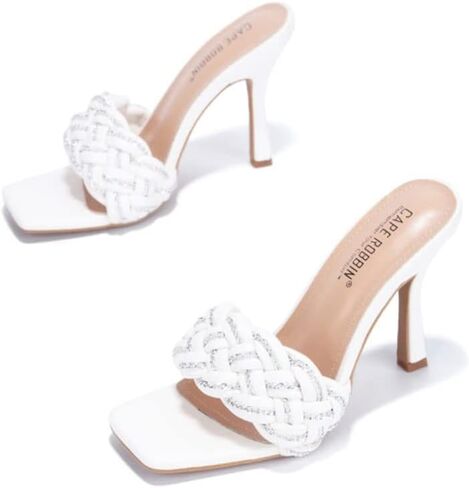 Cape Robbin Tilio Sexy Stiletto High Heels for Women, Square Open Toe Shoes Heels in Saudi Arabia