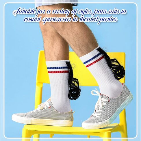 Tarpop 2 Pairs Mullet Weird Socks White Elephant Mullet Gifts Novelty Rockabilly Socks for Men One Size Fits Most Weird Athletic Socks with Fake Hair Unisex Stocking in Saudi Arabia