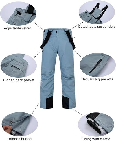 سراويل تزلج نسائية مقاومة للماء على الجليد، سراويل تزلج مقاومة للرياح، سراويل تزلج أنيقة للشتاء الدافئ للنساء in Kuwait