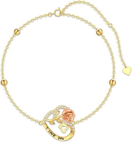 Aihpos 14k Gold Love Heart Bracelet For Women, Cubic Zirconia in Kuwait