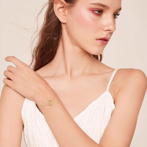 Aihpos 14k Gold Love Heart Bracelet For Women, Cubic Zirconia in Kuwait