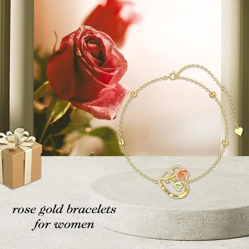 Aihpos 14k Gold Love Heart Bracelet For Women, Cubic Zirconia in Kuwait