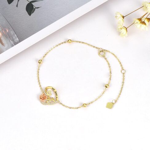 Aihpos 14k Gold Love Heart Bracelet For Women, Cubic Zirconia in Kuwait