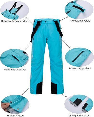 سراويل تزلج نسائية مقاومة للماء على الجليد، سراويل تزلج مقاومة للرياح، سراويل تزلج أنيقة للشتاء الدافئ للنساء in Kuwait