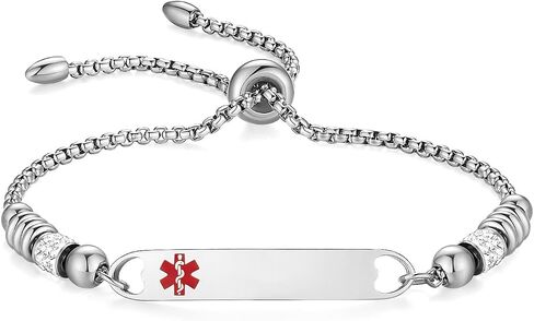 mnmoom Medical Alert Bracelets for Women Stainless steel Heart Medical ID bracelets with Free Engraving in Saudi Arabia