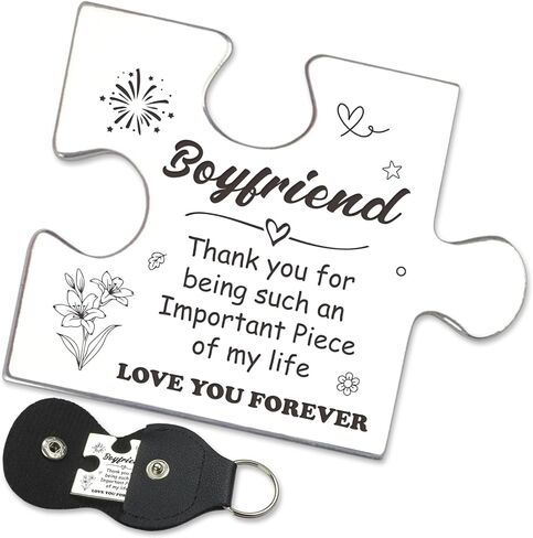 هدايا رمزية للجيب من فوتونيني، هدايا عيد ميلاد الحبيب والذكرى السنوية والكريسماس من الصديقة، هدايا شكر لمسافات طويلة، قطعة احجية تذكارية مع سلسلة مفاتيح من جلد البولي يوريثين - PTA06، فضي،, فضي in Kuwait