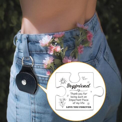 هدايا رمزية للجيب من فوتونيني، هدايا عيد ميلاد الحبيب والذكرى السنوية والكريسماس من الصديقة، هدايا شكر لمسافات طويلة، قطعة احجية تذكارية مع سلسلة مفاتيح من جلد البولي يوريثين - PTA06، فضي،, فضي in Kuwait