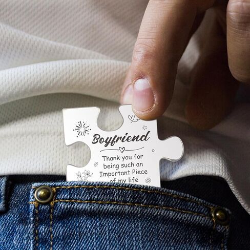 هدايا رمزية للجيب من فوتونيني، هدايا عيد ميلاد الحبيب والذكرى السنوية والكريسماس من الصديقة، هدايا شكر لمسافات طويلة، قطعة احجية تذكارية مع سلسلة مفاتيح من جلد البولي يوريثين - PTA06، فضي،, فضي in Kuwait