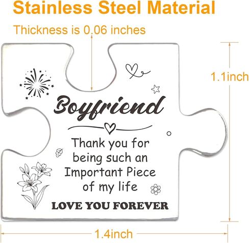 هدايا رمزية للجيب من فوتونيني، هدايا عيد ميلاد الحبيب والذكرى السنوية والكريسماس من الصديقة، هدايا شكر لمسافات طويلة، قطعة احجية تذكارية مع سلسلة مفاتيح من جلد البولي يوريثين - PTA06، فضي،, فضي in Kuwait