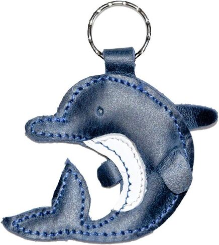 Hide & Drink, Leather Keychain Dolphin/Ring/Charm/Key Holder/Sea Animal/Ocean/Cute, Handmade Includes 101 Year Warranty :: Slate Blue in Saudi Arabia
