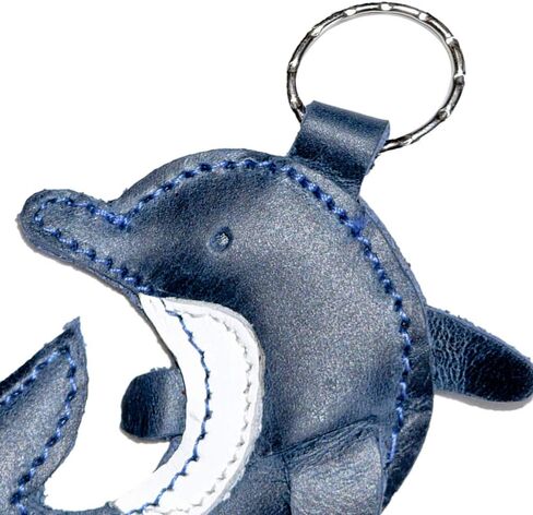 Hide & Drink, Leather Keychain Dolphin/Ring/Charm/Key Holder/Sea Animal/Ocean/Cute, Handmade Includes 101 Year Warranty :: Slate Blue in Saudi Arabia