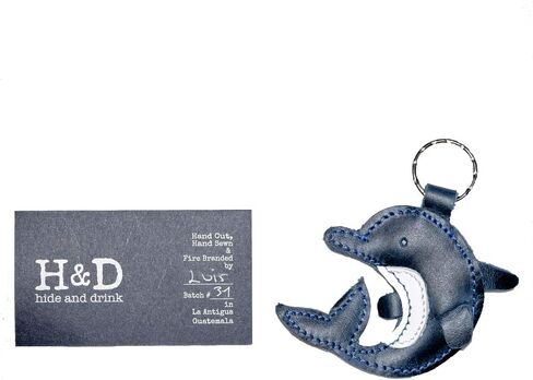 Hide & Drink, Leather Keychain Dolphin/Ring/Charm/Key Holder/Sea Animal/Ocean/Cute, Handmade Includes 101 Year Warranty :: Slate Blue in Saudi Arabia
