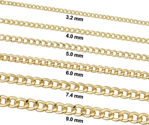 Kooljewelry Solid 14k Yellow Gold Filled Miami Cuban Curb Chain Necklace for Men and Women (3.2 mm, 4 mm, 5 mm, 6 mm, 7.4 mm or 9 mm) in Saudi Arabia