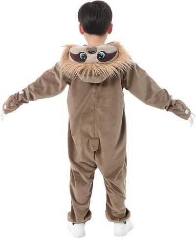 زي حيوان الكسلان للأطفال، بدلة عيد الهالوين للجنسين من الحيوانات باللون البني، ملابس منزلية للأولاد والبنات هدية عيد ميلاد in Kuwait