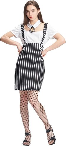 Women 1920s Gangster Costume, Mr Mobster Dress T Shirt Collar Fishnet Stockings Set Mafia Outfit for Halloween in Kuwait