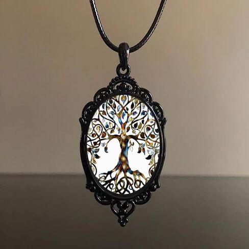 BaBakiak Tree of Life Cameo Necklace, World Tree Glass Pendent Choker, Zinc, No Gemstone in Kuwait