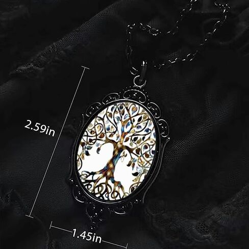 BaBakiak Tree of Life Cameo Necklace, World Tree Glass Pendent Choker, Zinc, No Gemstone in Kuwait