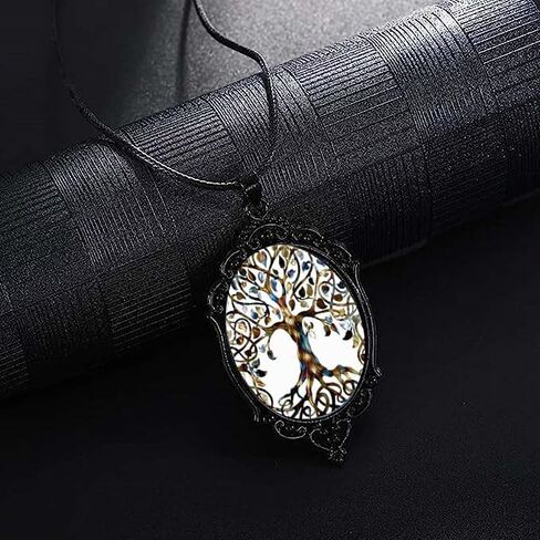 BaBakiak Tree of Life Cameo Necklace, World Tree Glass Pendent Choker, Zinc, No Gemstone in Kuwait