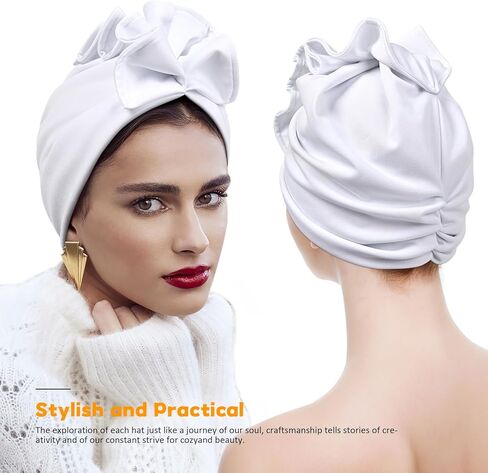عمامة وغطاء راس للنساء، قبعات جمجمة، عمامة افريقية بعقدة زهرة مربوطة مسبقا، قبعة صغيرة للنساء in Kuwait