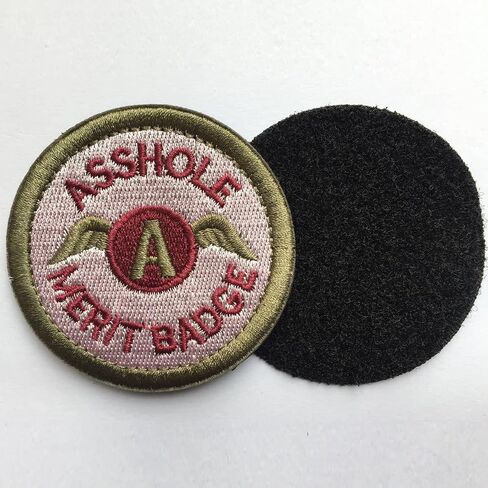Asshole Merit Badge Military Tactical Morale Funny Patch - 2.48" inches Diameter - Pink & Army Green in Saudi Arabia
