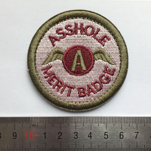 Asshole Merit Badge Military Tactical Morale Funny Patch - 2.48" inches Diameter - Pink & Army Green in Saudi Arabia