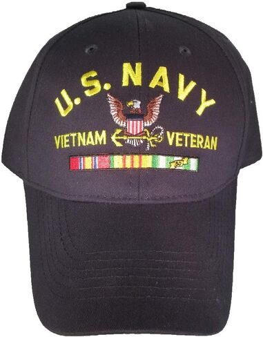 U.S. Navy Vietnam Veteran with Ribbons Baseball Cap hat. Navy Blue in Saudi Arabia