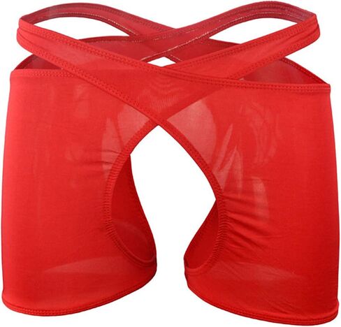 Evankin Mens Sexy Mesh Boxer Briefs Funny Underwear Low Rise Underwear Breathable Hollowed Out Boxers Assless Lingerie in Saudi Arabia