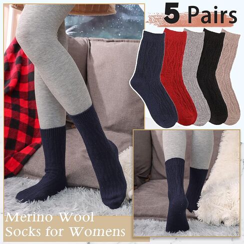 EBMORE جوارب صوفية للنساء حذاء للمشي لمسافات طويلة دافئ متماسك دافئ الشتاء طاقم واجب العمل جوارب ناعمة تخزين المواد هدية للسيدات 5 in Kuwait