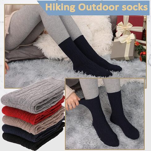 EBMORE جوارب صوفية للنساء حذاء للمشي لمسافات طويلة دافئ متماسك دافئ الشتاء طاقم واجب العمل جوارب ناعمة تخزين المواد هدية للسيدات 5 in Kuwait