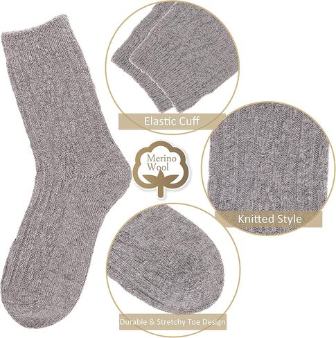 EBMORE جوارب صوفية للنساء حذاء للمشي لمسافات طويلة دافئ متماسك دافئ الشتاء طاقم واجب العمل جوارب ناعمة تخزين المواد هدية للسيدات 5 in Kuwait