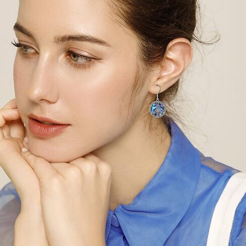 POPLYKE علامة السلام أقراط متدلية من الفضة الاسترليني على شكل زهرة مجوهرات in Saudi Arabia