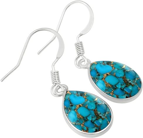Tishavi 9.50Cts جنوب غرب نمط الكمثرى على شكل الأحجار الكريمة الطبيعية أقراط الدمعة للنساء، الفضة الاسترليني أقراط جوهرة المجوهرات هدية للنساء أمي زوجة صديقة أخت in Kuwait