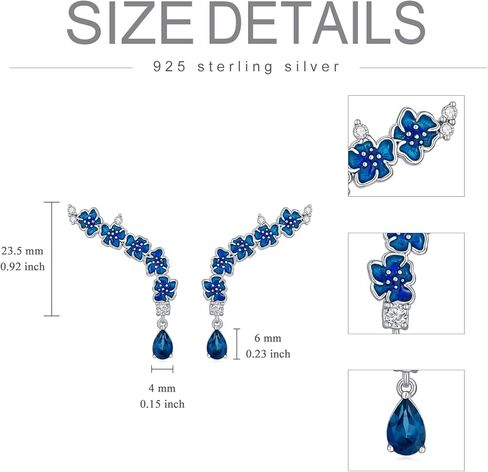 Althum Genuine London Blue Topaz Earrings Blue Flower 925 Sterling Silver 4 * 6mm Teardrop London Blue Topaz Earrings for Christmas Women Gifts in Kuwait