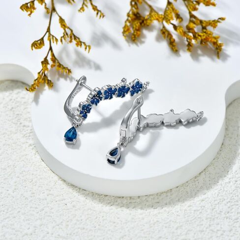 Althum Genuine London Blue Topaz Earrings Blue Flower 925 Sterling Silver 4 * 6mm Teardrop London Blue Topaz Earrings for Christmas Women Gifts in Kuwait