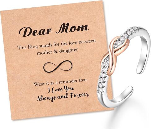 خاتم بعقدة مطلي بالذهب عيار 18 قيراط للنساء من الأم والابنة، هدايا مجوهرات لعيد الأم وعيد الميلاد للأم والابنة in Kuwait