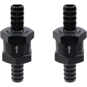 2Pcs 3/8" Fuel Check Valve One Way Inline Non Return Diesel Gasoline Black(10mm OD)
