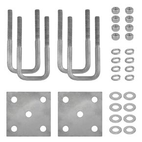 Square U-Bolt Kit for Boat Trailer Axle Leaf Springs, Heavy Duty M12 U-Bolts with Nuts and 8MM Frame Plate for 2x2" Axle, Zinc, 2 1/8" W x 6 3/10" L