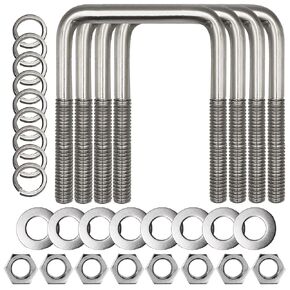Square U-Bolt, Stainless Steel Square U-Bolt Boat Trailer Ubolts with Washers and Nuts, 1/2" D x 3-1/16" W x 4-5/16" L U-Bolts for Sailboat Trailer, Automobiles Trailer Replacement Parts, 4 Pack