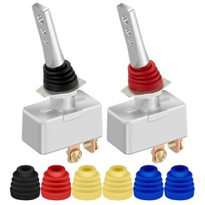 DaierTek 12 Volt 50 Amp Heavy Duty Toggle Switch 12V ON Off IP65 Waterproof Switch 2 Pin with Rubber Boot Cover (Black Amber Red Blue) -2pcs