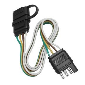 Trailer Light Wiring Harness Kit,4 Wires 4-Way Plug 4 pin Flat Wire Extension Male & Female Connector 32" Inch Long