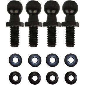Qty 4 Ball Studs 10mm Ball-Studs, M6X1.0 Thread Black Color Zinc Plating for Gas Spring/Prop/Strut Lift Support Fittings (Black, M6 Screw)