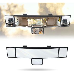 15" Rear View Mirror with Baby Mirror,Car Panoramic Rearview Mirrors Extender,Clip on Large Wide Angle Rear View Mirror for Truck Car and SUV