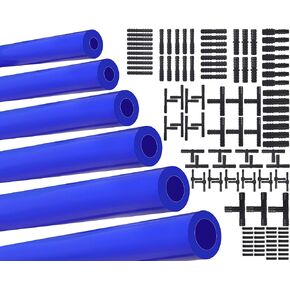 1/8" 5/32" 3/16" 1/4" 5/16" 3/8" High Performance Automotive Silicone Vacuum Tubing Hose line Kit 6PCS 5FT with 115PCS Nylon Vacuum Connectors (Blue)