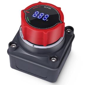 Upgrade Battery Disconnect Switch with Voltmeter, DC 5-60V Master Isolator Cut/Shut Off Switch for Marine Boat Car Truck Camper RV Trailer Vehicles Engine Application (On/Off)