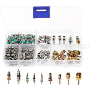 134pcs Assorted A/C Schrader Valves R134a Kit 11 Kinds of AC Valve Core